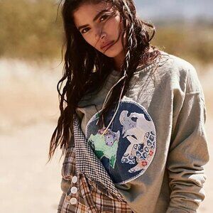 Free People Tricia Fix Earth Day Sweatshirt Boho Comfort Cottage